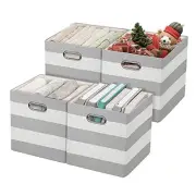 3X Thicker Storage Bins Storage Cubes,11×11 11×11×11/4pcs Grey-white Striped