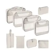 Set of 9Pcs Travel Packing Cube Pouch Clothes Storage Bags Suitcase Luggage Organizer