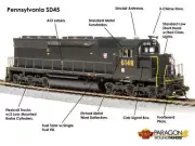 Broadway 4289 HO Scale PRR EMD SD45 Brunswick Green Paragon4 Sound/DC/DCC #6148