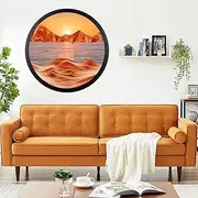 Heuanpte 17.3" Moving Sand Art, 3D Sand Wall Art Sand Art Wall Mounted Rotate Sculpture, 360° Rotate Sand Art Kits Glass Crafts Solid Wood Frame for Relaxing Mood Living Room Decoration,B