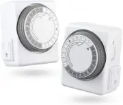 Indoor Timer-24 Hour Plug-in Mechanical Indoor Mini Timer with 2 Outlets