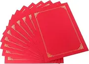 HONMEET Certificate Protective Cover 10pcs Cardstock Paper Award Cover Red Certificate Holder for Diplomas