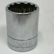 SK Hand Tools 40130 1/2" Drive 15/16" 12pt Standard Fractional Chrome Socket NOS