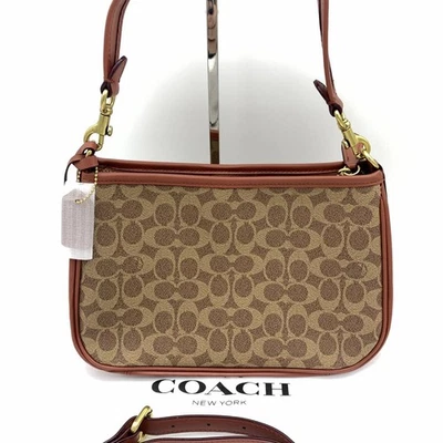 COACH Cary Crossbody Bag CC438 Brown Signature Canvas Leather Shoulder Bag