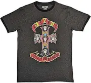 [Rock Off officially licensed products] Guns N' Roses Ringer T Shirt Appetite for Destruction Official Unisex Charcoal S