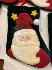 New Mini Christmas Stocking Santa Velour & Felt