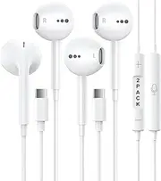 2 Pack USB C Headphones for iPhone 15,Type C in-Ear Earbuds with Microphone & Remote Noise Cancelling Wired Earphones for iPhone 15 Pro Max/15 Pro/15, iPad Pro, Most USB C Jack Devices