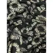 Black and Chiffon White/Cream Raw Silk Fabric