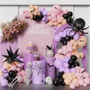 166Pcs Pink Black Purple Halloween Balloon Garland Arch Kit Scary Spider Happy