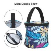 Small Cylinder Bag Leaf Pattern Oxford Cloth Yarn Storage Organizer Tool