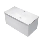 ACA Wall Mounted White MDF Ripple Vanity Soft Close Drawer Ceramic Basin 91x46cm