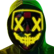 Scary Halloween Mask, LED Light up Purge Mask Cosplay, Glowing in The Dark Mask Costume 3 Lighting Modes, Halloween Face Masks for Men Women Kids
