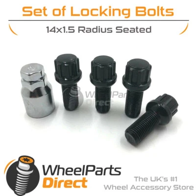 Black Locking Wheel Bolts 14x1.5 Nuts Radius 28mm For VW Beetle RSi VR6 01-03