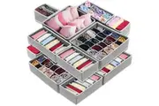 14-Piece Drawer Organizer Set for Wardrobe Storage - Foldable Closet Divider