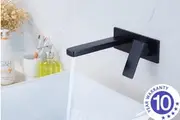 QUAZ square bath basin wall mixer with spout matt black