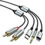 Lightning to RCA Audio Cable with MFi Certification, 6.56FT Length RCA to 3.5...