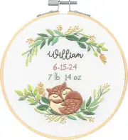 Embroidery Kit ~ Dimensions Learn-a-Craft Fox Birth Record w/6" Hoop #72-70392
