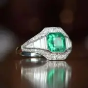 2,50 Ct Cushion Natural Emerald Diamond Ring14K solid white gold