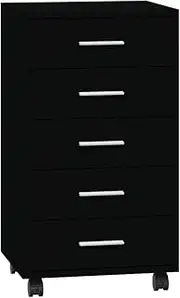 5 Drawer Chest, File Cabinet Rolling Storage Dresser Cabinet with Wheels, Office Organization and Storage, Storage Drawer Organizer Cart, Home Office Furniture, Black