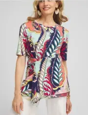 Chico's Womens 4 U.S. XXL Abstract Draped Tunic Touch of Cool Twist Detail NWT