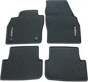 Skoda 6VB061500 Rubber Floor Mats, 4 x Rubber Mats, All-Weather Mats, with Fabia Lettering, Black