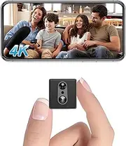 Wireless Security Camera 4K 4G/5G WiFi Mini Camera for Home Spy Hidden Camera Small Portable Nanny Camera Secret Indoor Tiny Video Security Cameras, 100 Days