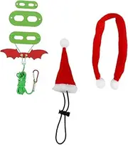 FONDOTIN 1 Set Lizard Leash Harness with Christmas Hat and Scarf Durable Reptile Pet Supply for Outdoor Walking Comfortable and Stylish Costume for Lizards and Pets