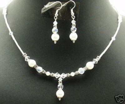 Gorgeous! Czech Crystal + fresh water pearl jewelry set
