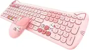 Geezer Wireless Keyboard Mouse Combo Pink Cat 110 Keys 2.4G Mode Compatible with Windows XP/7/8/10/11
