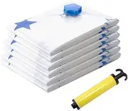 [mayiyi] 6-Pack Vacuum Storage Bags(2 Jumbo, 2 Large, 2 Medium),Reusable Space-saving Compression Bags,with hand pump,can be used for travel,clothes, duvets, pillows, blankets, curtains sealing etc