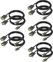 HDMI to VGA Cable, 6 Feet, 10-Pack, 1080P HD Video Cord Compatible for Computer, Desktop, Laptop, PC, Monitor, Projector, HDTV and More