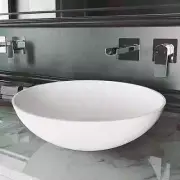 VIGO Lotus Matte White Matte Stone Vessel Round Modern Bathroom Sink 16''x16''