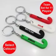 Team Set of 11 Personalised Hockey Sports Keychain select Colours and Name