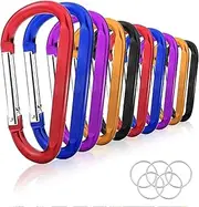 10 Pack 3'' Aluminum Spring Snap Hook Carabiner D Ring Carabiner Clip Camping Accessories Fishing Hiking Traveling and Keychain Craebuer, Colour, 3