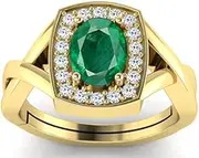 [INDIA MADE] 4.25 Ratti 3.45 Carat Natural Emerald Ring (Natural Panna/Panna Stone Gold Ring) Original Aaa Quality Gemstone Adjustable Ring Astrological Purpose For Men Women By Lab Certified-B0DRD3VZX4, Silver,,