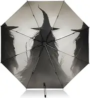 [PDZRMY] UV Protection Travel Umbrella Gothic Halloween Witch Compact for Rain and Sun - Auto Open and Close UPF 50+ Windproof Portable 46” Sun Umbrella for Women and Men
