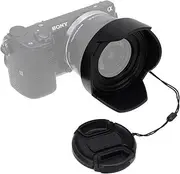 Fotodiox Reversible Lens Hood Kit for Sony E PZ 16-50mm F3.5-5.6 OSS E-mount Power Zoom Lens - Reversible Tulip Lens Hood with Inner Pinch Lens Lens Cap for Sony A5000, A5100, A6000, NEX-5T, NEX-6 Camera Kit Lenses