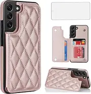 [Asuwish] Phone Case for Samsung Galaxy S20 FE 5G 6.5 inch Wallet Cover with Screen Protector and RFID Card Holder Stand Cell S 20 EF UW 2022 S20FE5G S20FE 20S S2O Fan Edition 4G G5 Women Men Rose Gold