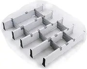 Drawer Dividers,5 Pack Adjustable Drawer Dividers 14.8-21.2 In,4 Sets Of Front & Rear Retractable Spacers,Plastic Drawer Organiser For Clothing, Kitchen Utensils,Cosmetic Organizer