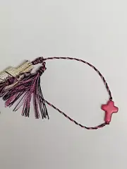 LOT of 10 Kids Teens PINK Adjustable Cross Nylon Bracelet THREADS OF FAITH