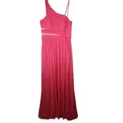 Aidan Mattox Dress 12 One Shoulder Chiffon Gown Pink Coral NWT Jeweled Cut Outs