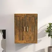 Premium Smoked Oak Wall Cabinet, Floating Storage Shelf, Mounted Engineered Wood for Bedroom, Living Room Organization, Space-Saving Display Unit, 69.5x32.5x90 cm