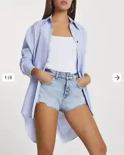 River Island Light Blue Denim High Waist Hot Pant Shorts, Size 6
