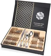 Cutlery Set 24pc Tableware Steak Knife Stainless Steel Dinner Gift Box Silver