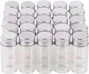 MaxMau 100 10ml Vials Small Mini Tiny Glass Bottles Clear Empty Jars with Aluminum Top Screw Lids Message Sample Bottle Wedding Favors Decorations DIY Jewelry Accessories Liquid Hold Storage
