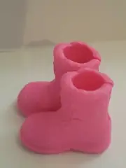 BARBIE DOLL PINK SNOW BOOTS FITS REGULAR DOLLS WITH FLAT FEET