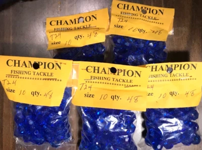 PLASTIC 10mm FACET BLUE Bead 240pk TACKLE Magnum Worm Harness or SPINNER
