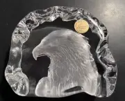 Cristal d'Arques Genuine Heavy Lead Crystal Eagle 4" x 4" Paperweight
