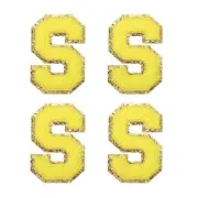 4Pcs Chenille Letter Patches Iron on Letter Patches Yellow S Alphabet Decorative
