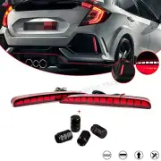 Sequential Red LED Brake Light + Aluminum Tire Valve Cap For Honda Civic 2017-21 (for: Honda Civic)